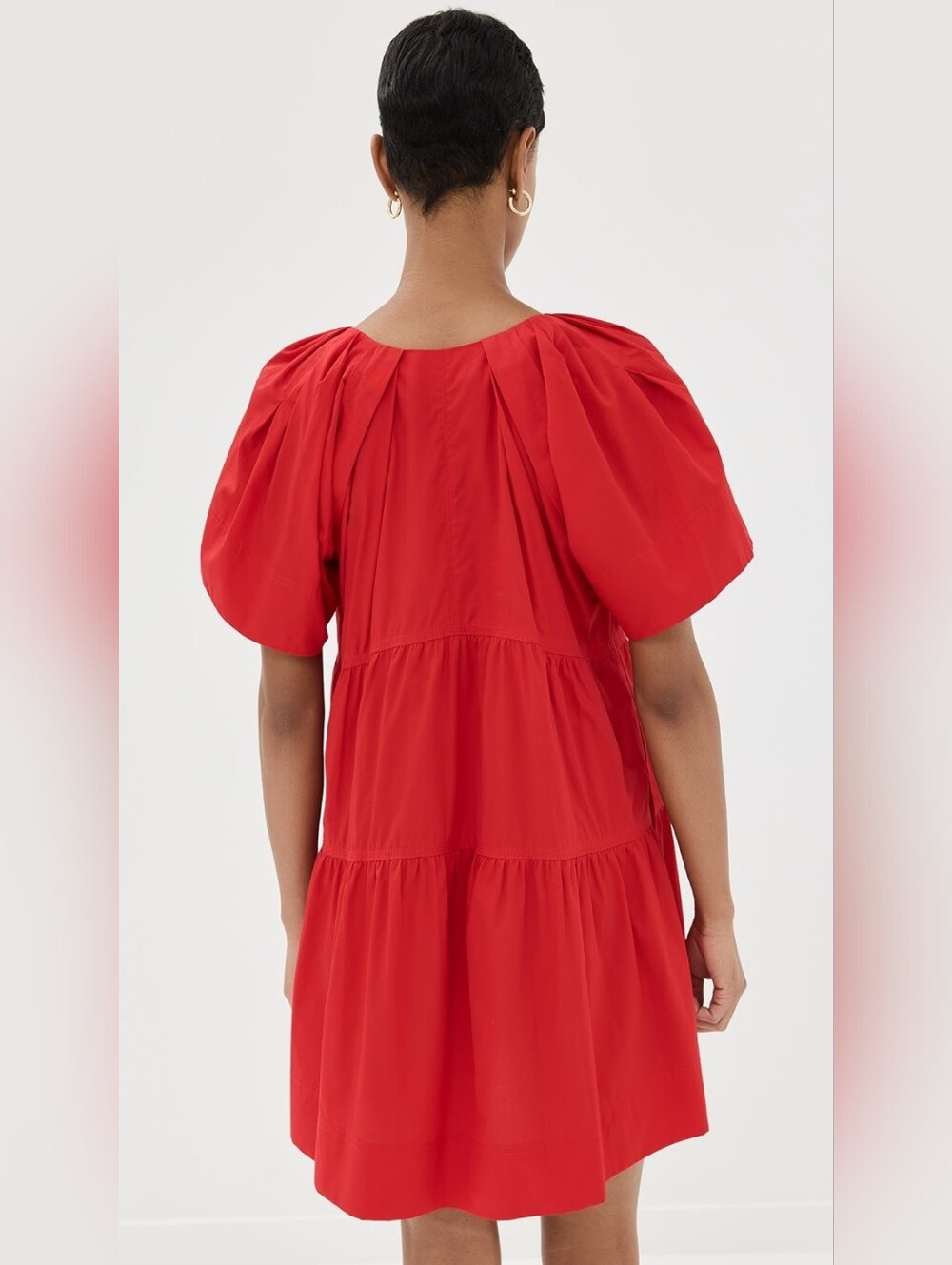 A.L.C. Camila Tiered Cotton Poplin Minidress In Red 00 - Picture 5 of 5
